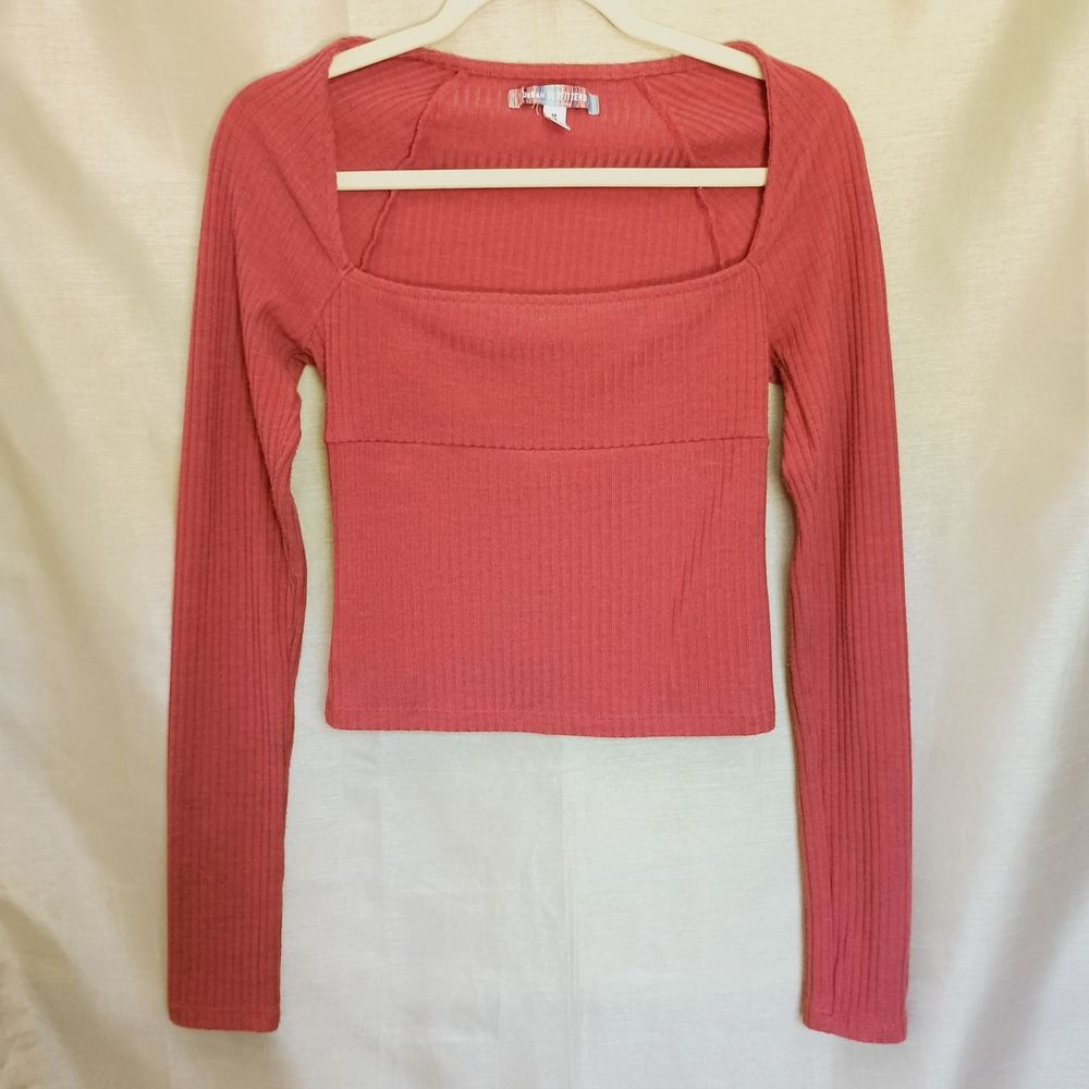 Urban Outfitters Ribbed Square-Neck Long Sleeve Top